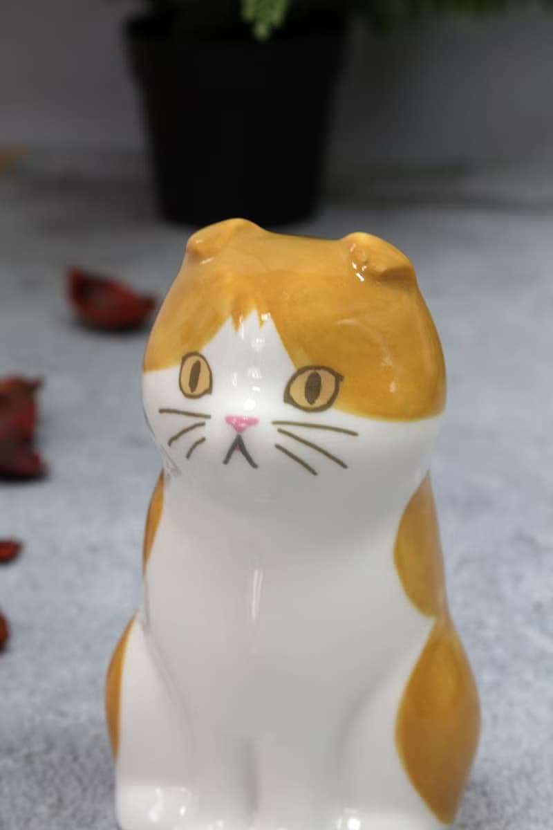 日本Magnets可愛動物系列貓咪造型陶瓷筆筒花瓶擺飾-蘇格蘭摺耳貓