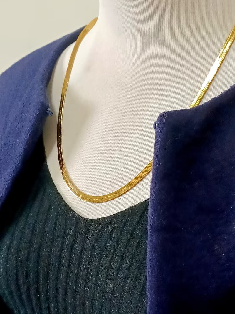 vintage jewelry AVON  金色扁平紋理蛇鏈  項鍊
