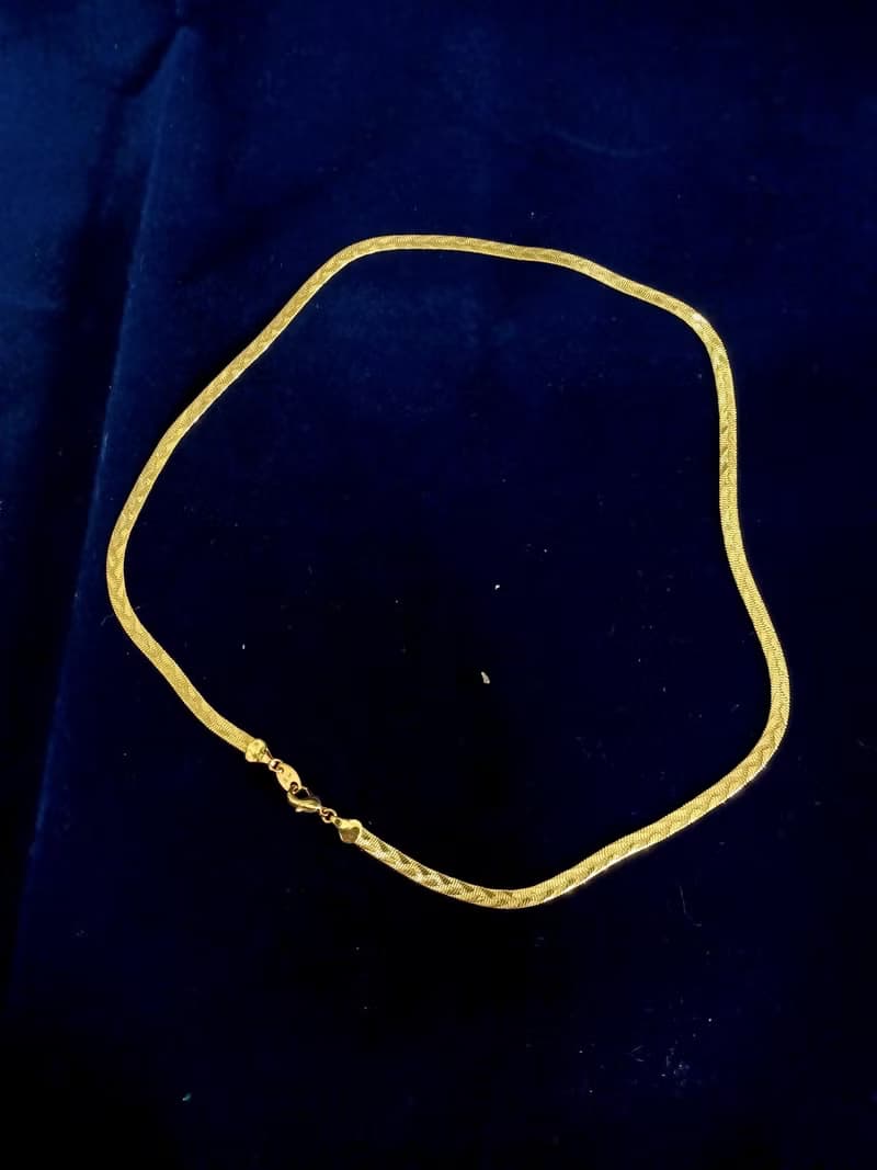 vintage jewelry AVON  金色扁平紋理蛇鏈  項鍊