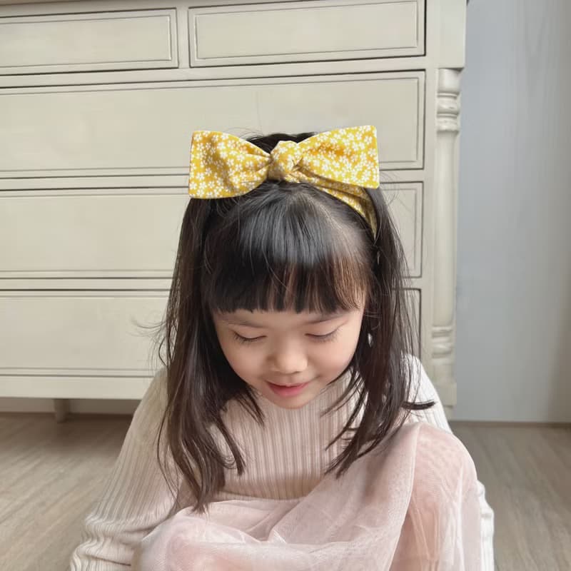 春天的小黃花 蝴蝶結髮帶 女孩 彌月禮盒