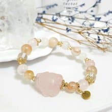 粉晶龍龜設計手鍊/招桃花人緣、守護感情之水晶