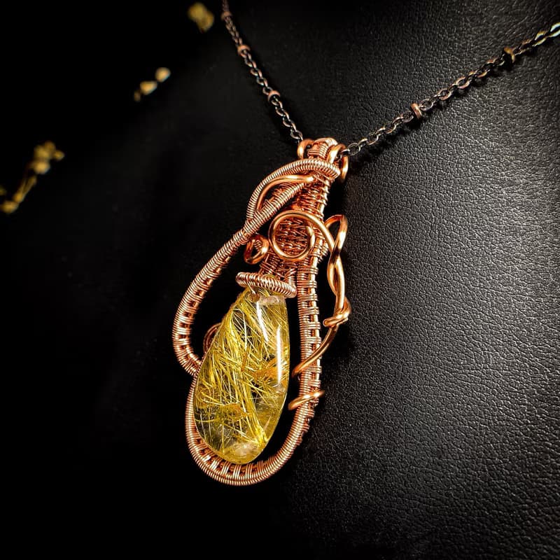 【豐盛之瓶】鈦晶 金髮晶 金屬編織項鍊