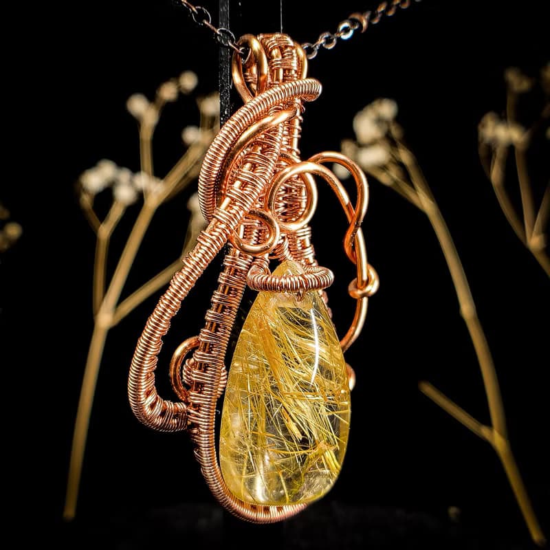 【豐盛之瓶】鈦晶 金髮晶 金屬編織項鍊