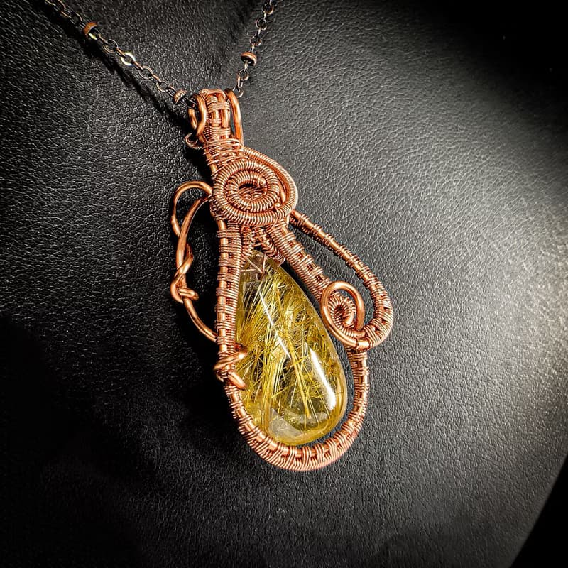 【豐盛之瓶】鈦晶 金髮晶 金屬編織項鍊