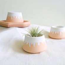 水泥花盆 / Orange White 粉橘富士山 【無植物】