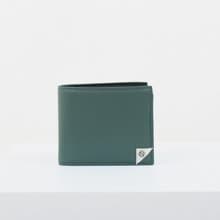 Two-Tone Bifold Wallet 素皮革折疊錢包 ( 綠色 x 米白色 )
