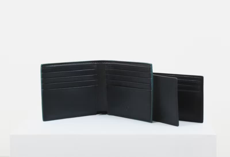 Two-Tone Bifold Wallet 素皮革折疊錢包 ( 綠色 x 米白色 )