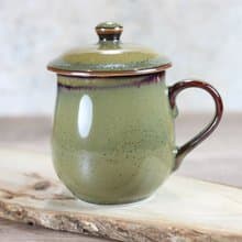 【母親節禮物】300ml 茶末釉蓋杯 帶蓋馬克杯 鶯歌名家葉敏祥作品