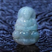 冰種飄綠翡翠精雕觀音菩薩 | 天然緬甸玉翡翠A貨 | 送禮
