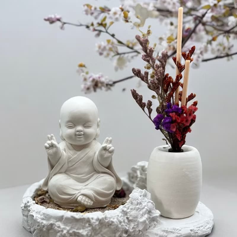 佛藝新美學 清雅自在喜緣 淨念吉祥公仔 一笑 豪華田園套組