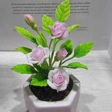 冷瓷土/黏土花藝-玫瑰花小盆栽