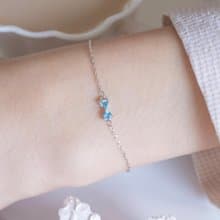 藍托帕石925純銀蝴蝶結手鍊