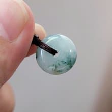 【親翠】天然翡翠 冰潤嬌底飄花帶金胎記平安釦 極簡項鍊