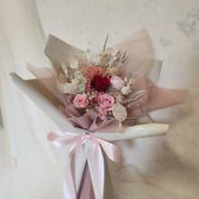 復古紅粉玫瑰花束 永生玫瑰 永生花 乾燥花 情人節花束 求婚花束