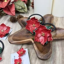 皮革聖誕花飾物|髮圈|襟針【聖誕禮物】