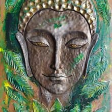 Wall Art Sculpture - Painting Gold Buddha In The Jungle Of Thoughts.