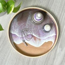 21cm Wood Serving Tray, Deep Purple Ocean, Wedding Gift, Home Gift