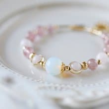 美夢。草莓晶 馬粉 蛋白石 天然石 水晶手鍊