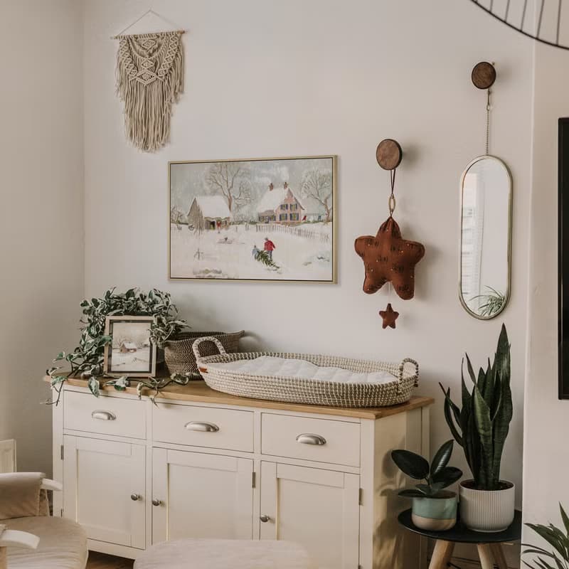 冬季鄉村II - 冬季北歐風下雪掛畫/聖誕節雪地插畫掛畫/聖誕禮物