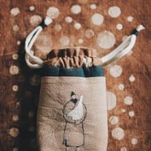 手工刺繡束口袋收納袋
