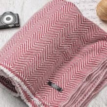 【毯子】喀什米爾羊毛大毯子/披肩 山形紋紅色 柔軟保暖