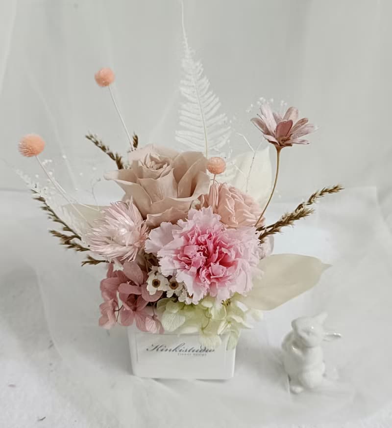 永生玫瑰盆花桌花 永生乾燥花教師節感恩聖誕節樹花圈生日交換禮