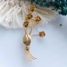 Vintage Jewelry 西洋古董飾品 金屬鍍金 立體 小玫瑰花束 別針