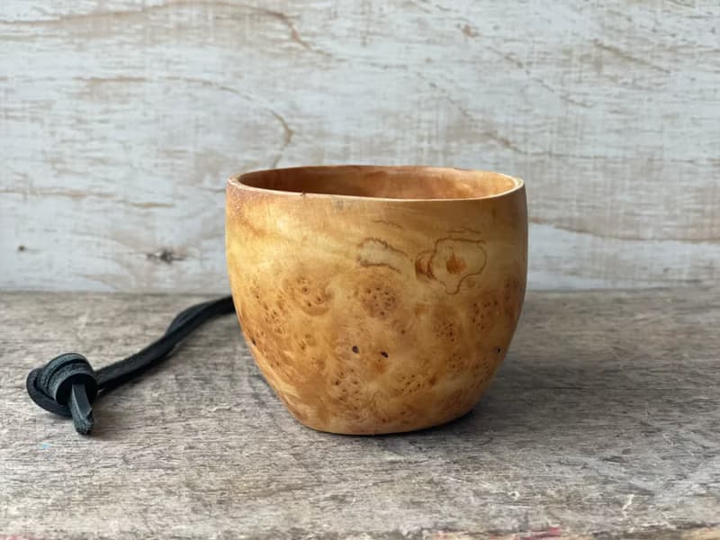 Kuksa from Birch burl for bushcrafters Finnish cup Guksi Bushcraft Wooden Dishes