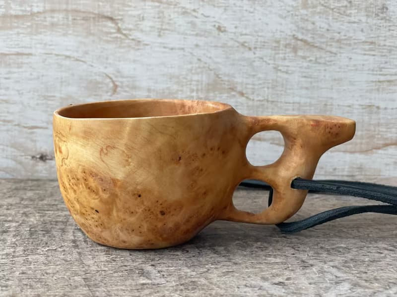 Kuksa from Birch burl for bushcrafters Finnish cup Guksi Bushcraft Wooden Dishes
