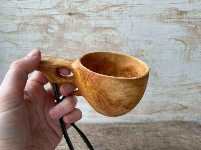 Kuksa from Birch burl for bushcrafters Finnish cup Guksi Bushcraft Wooden Dishes