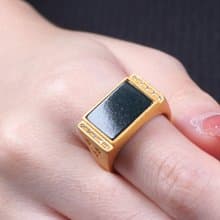 墨翠翡翠馬鞍戒指 925純銀鑲嵌  | 天然緬甸玉A貨翡翠 | 送禮