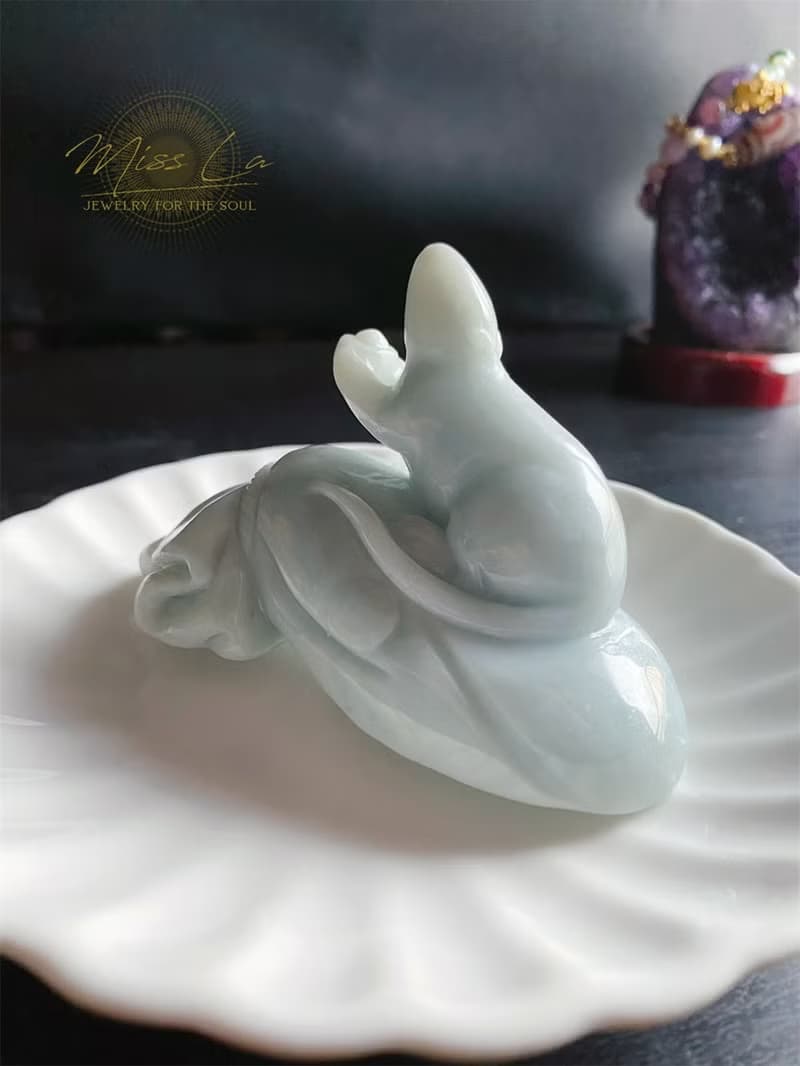 孤品 天然緬甸玉翡翠 鼠錢帶財 擺件 禮物 財運亨通 招財