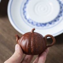 送禮紫砂壺茶壺小南瓜 双色款  手绘证书 全手工制作 65CC精品把