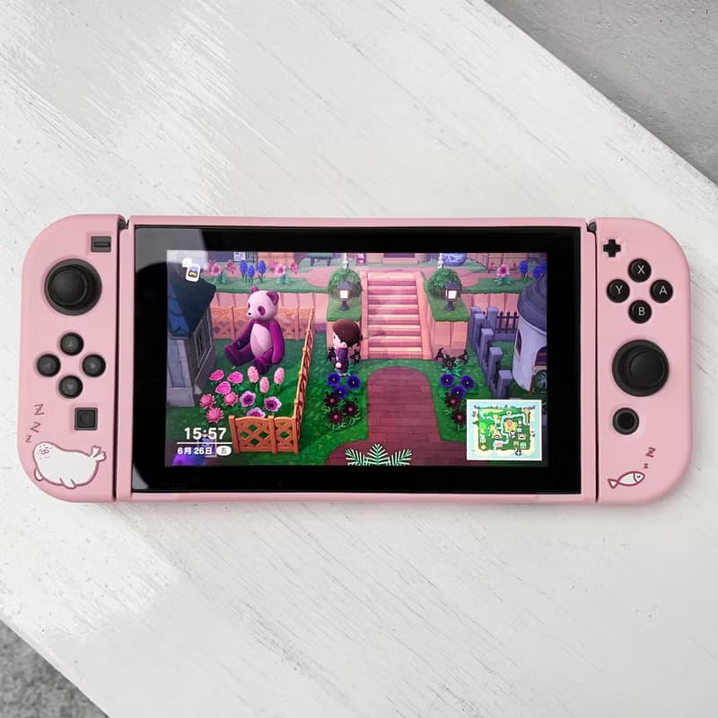 賴在床上的廢物小海豹 粉紅色磨砂軟殼 Switch 保護套