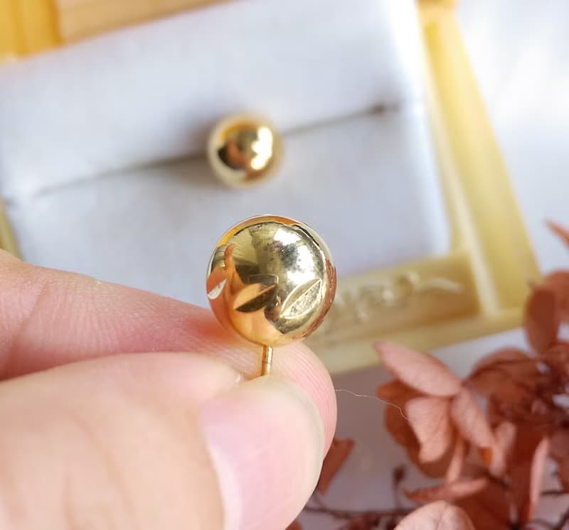Vintage Jewelry 西洋古董飾品 金色調 小巧 小圓球  針式耳環