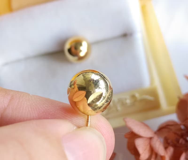 Vintage Jewelry 西洋古董飾品 金色調 小巧 小圓球  針式耳環