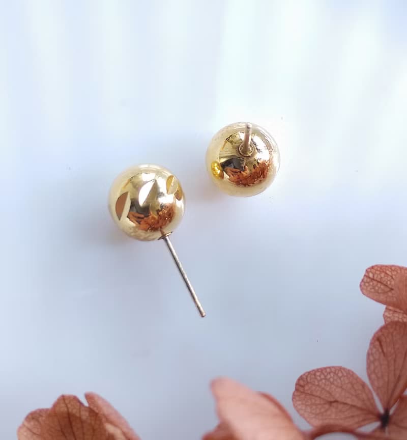 Vintage Jewelry 西洋古董飾品 金色調 小巧 小圓球  針式耳環