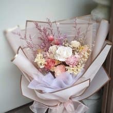 乾燥花/永生花束-粉紅雲朵