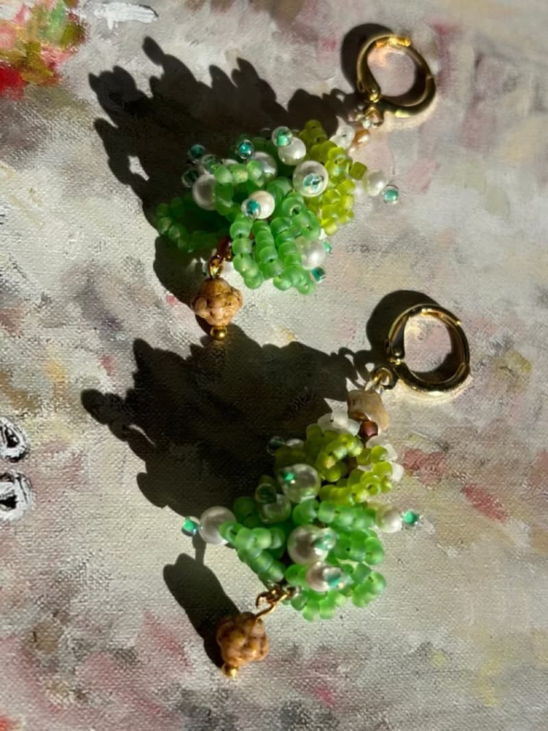 聖誕耳環 手作串珠耳環 聖誕樹 耶誕禮物