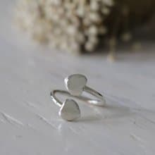 mini heart Minimal ring two double tiny women Girl silver sterling thin modern