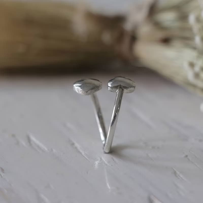 mini heart Minimal ring two double tiny women Girl silver sterling thin modern