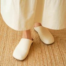 法式極簡 日本產小羊皮圓頭拖鞋 極簡包頭拖鞋