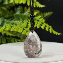 精品天然巴西老料四季幽靈水晶吊墜項錬冰透凈體水滴增添個人魅力