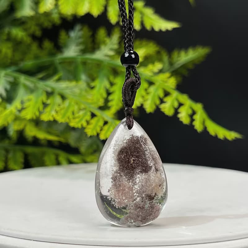 精品天然巴西老料四季幽靈水晶吊墜項錬冰透凈體水滴增添個人魅力
