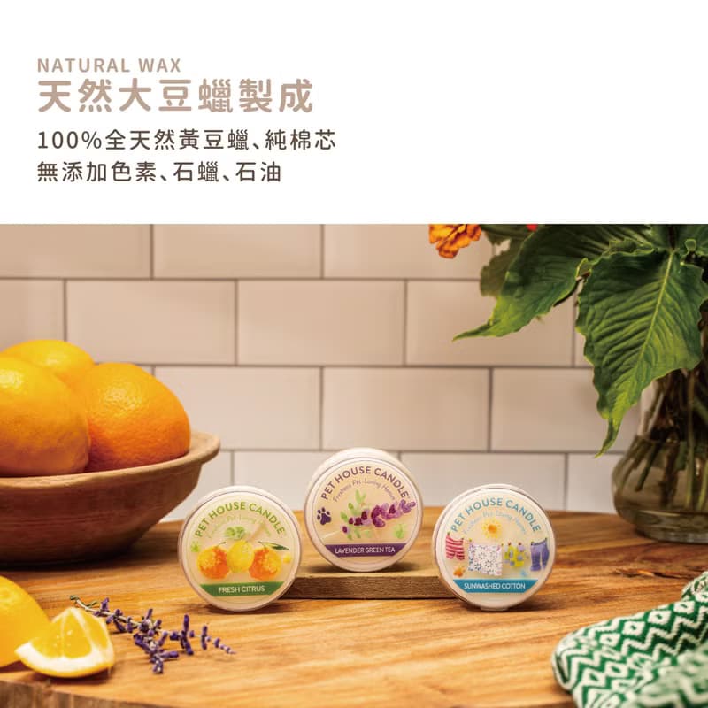美國 PET HOUSE 室內除臭寵物香氛蠟燭-3入試聞套組 寵物友善
