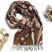 喀什米爾Cashmere/水煮羊毛披肩/針織圍巾/刺繡圍巾/羊絨披巾-花