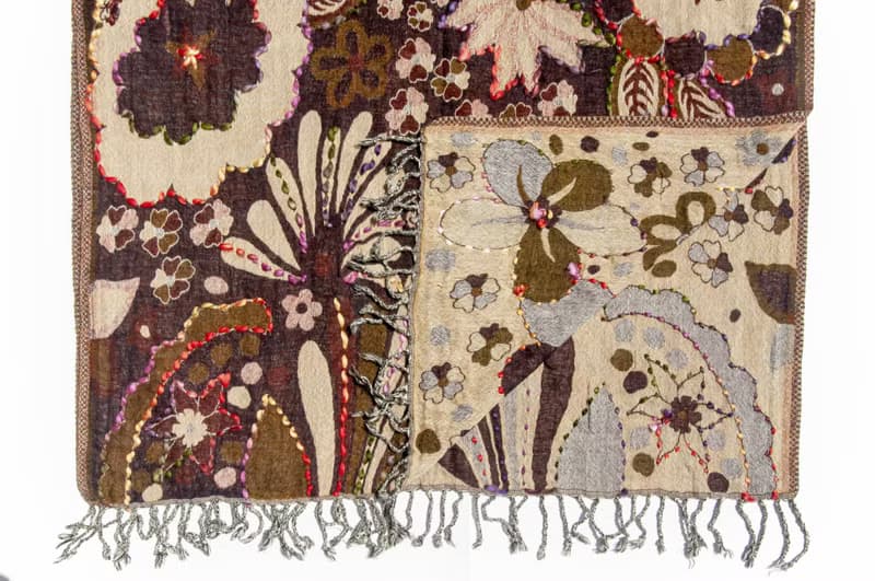 喀什米爾Cashmere/水煮羊毛披肩/針織圍巾/刺繡圍巾/羊絨披巾-花