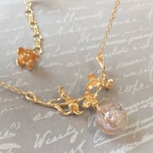 綻 *  手工金沙 粉色 夜光 琉璃 精油項鍊 香氛 輕珠寶