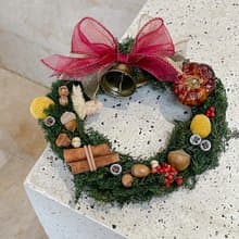 綠野豐果 x 不凋雪松乾燥花聖誕花圈