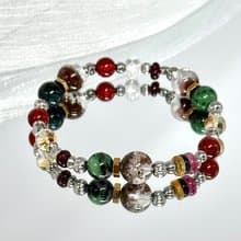 藏寶圖紅綠寶幽靈水晶手鍊 - /紅幽靈/紅綠寶/紅石榴/黃水晶